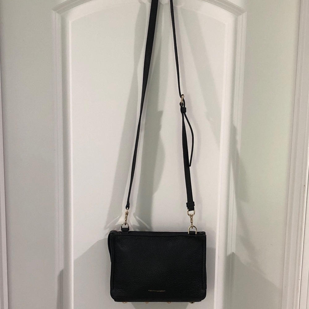 Rebecca Minkoff “Reagan” Black Leather Crossbody Purse Bag EUC - Picture 3 of 16